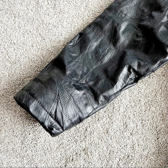 Vintage 80s 90s Italian Stone Design Genuine Leather Patchwork Trench Coat - Picture 16 of 16